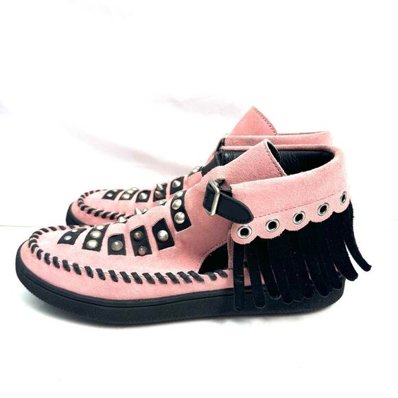 Coach Roccasin Pink Suede Fringe Sneakers Shoes Size 7 - Picture 4 of 11
